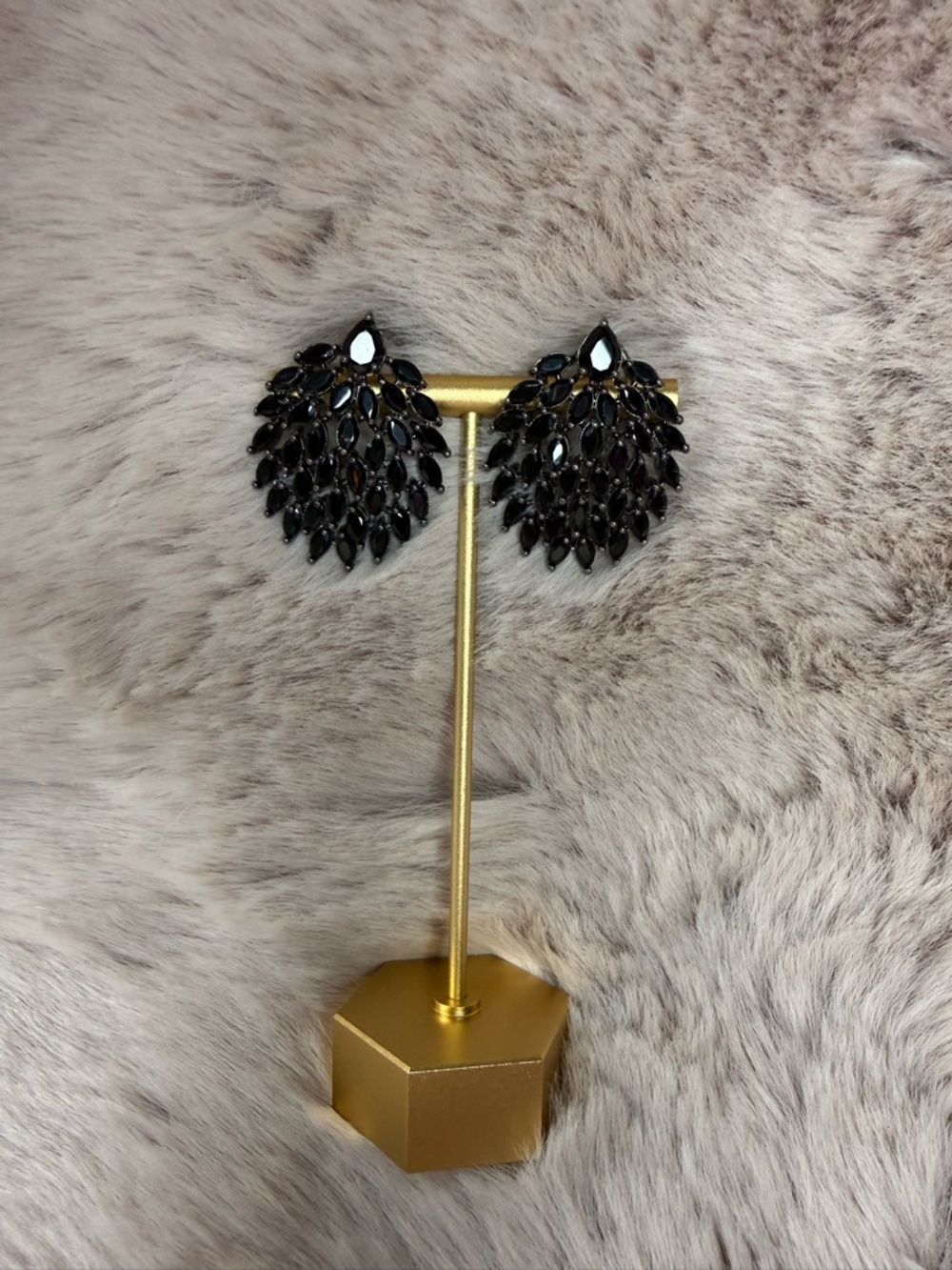 Black Marquise Cluster Statement Earrings
